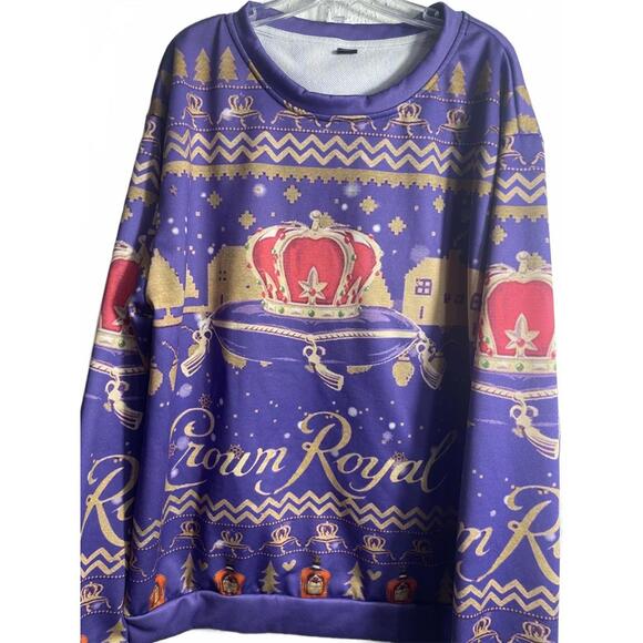 Crown Royal Purple Gold Logo SweatShirt Women's Unisex Large Crew Neck EUC - Picture 7 of 7